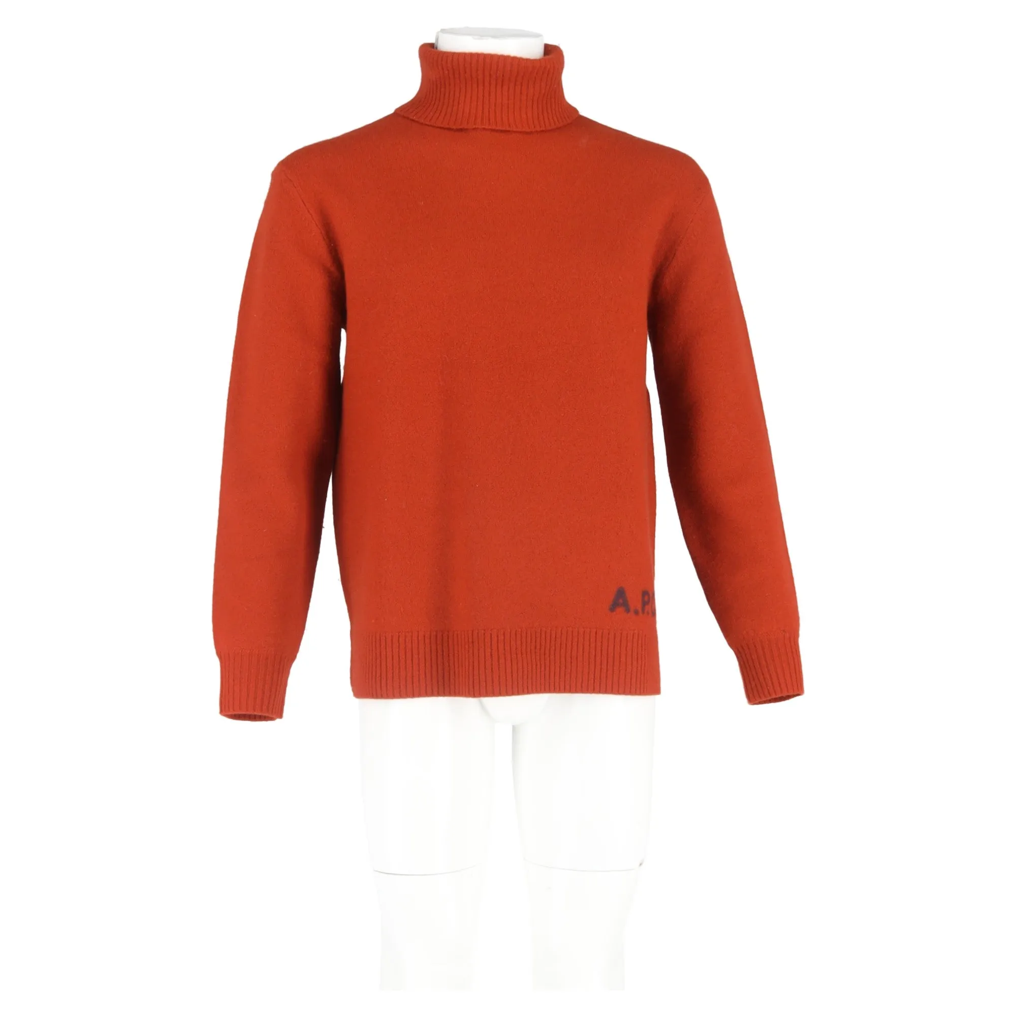 A.P.C. Walter Turtleneck Sweater in Orange Virgin Wool