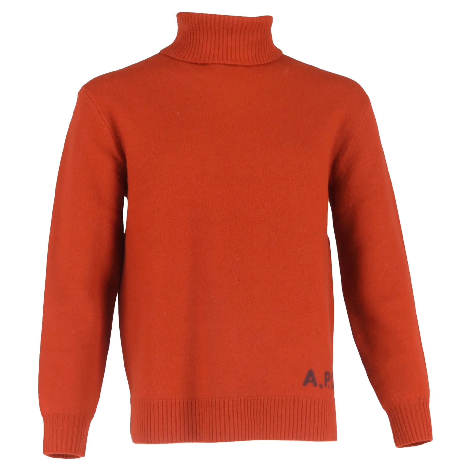 A.P.C. Walter Turtleneck Sweater in Orange Virgin Wool