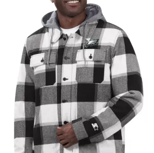 Big Joe Plaid Full-Zip Hoodie Jacket In Philadelphia Eagles Black