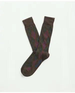 Brooks Brothers Men's Cotton Blend Argyle Socks Brown Brooks Brothers