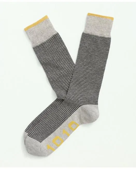 Brooks Brothers Men's Cotton Blend Feeder Striped Socks Grey Brooks Brothers