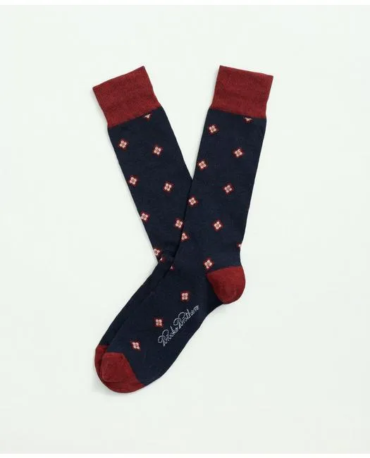 Brooks Brothers Men's Cotton Blend Foulard Socks Blue Brooks Brothers
