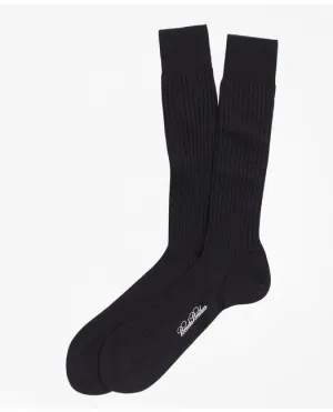 Brooks Brothers Men's Merino Wool Ribbed Crew Socks Navy Brooks Brothers