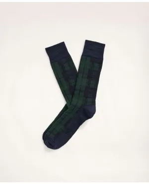 Brooks Brothers Men's Tartan Crew Socks Navy/Green Brooks Brothers
