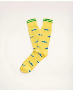 Brooks Brothers Men's Tipped Shark Crew Socks Yellow/Blue Brooks Brothers