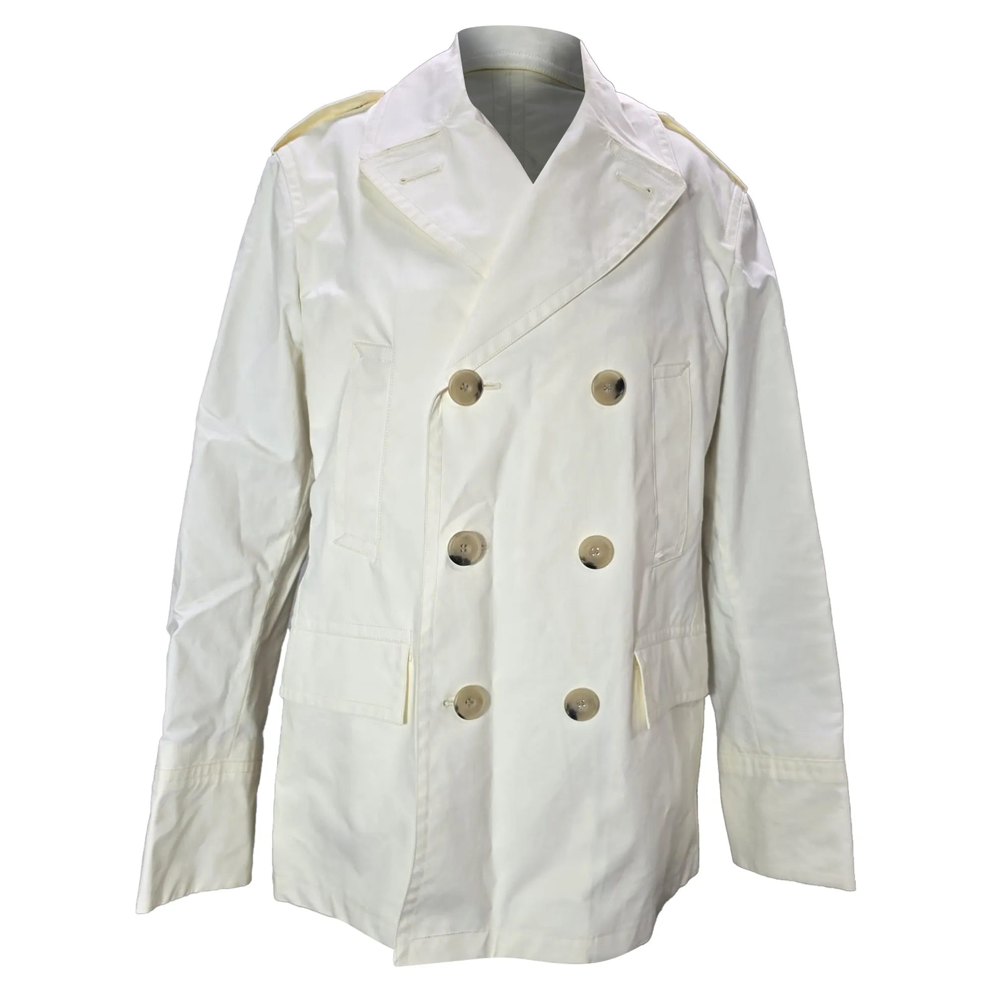 Burberry London Welbeck Double-Breasted Trench Coat in Cream Cotton