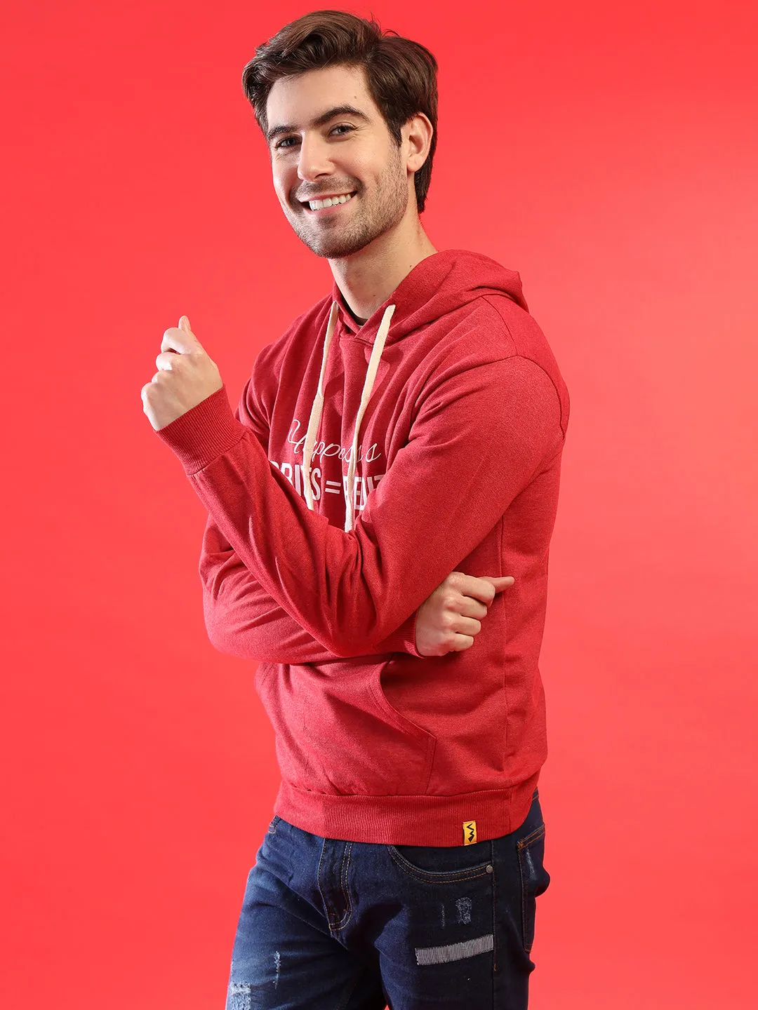 Campus Sutra Men Printed Full Sleeve Stylish Casual Hooded Sweatshirts