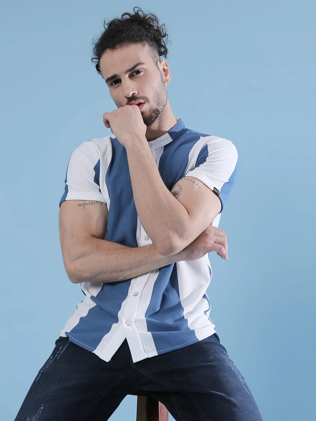 Campus Sutra Men Striped Casual Shirts
