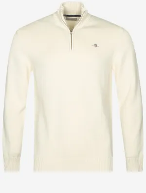 Casual Cotton Half Zip Cream