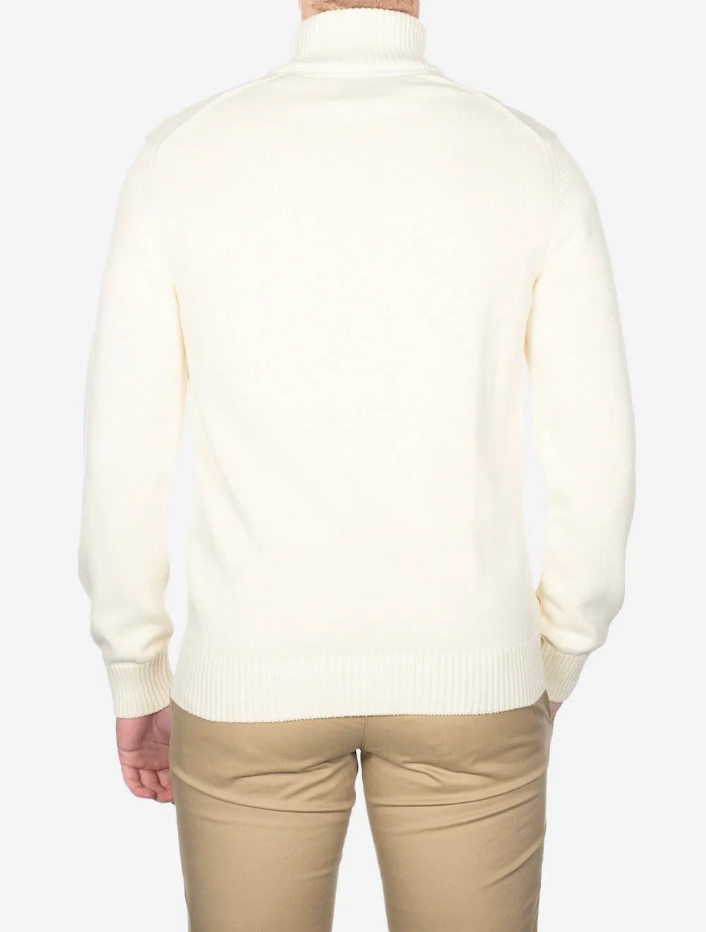 Casual Cotton Half Zip Cream