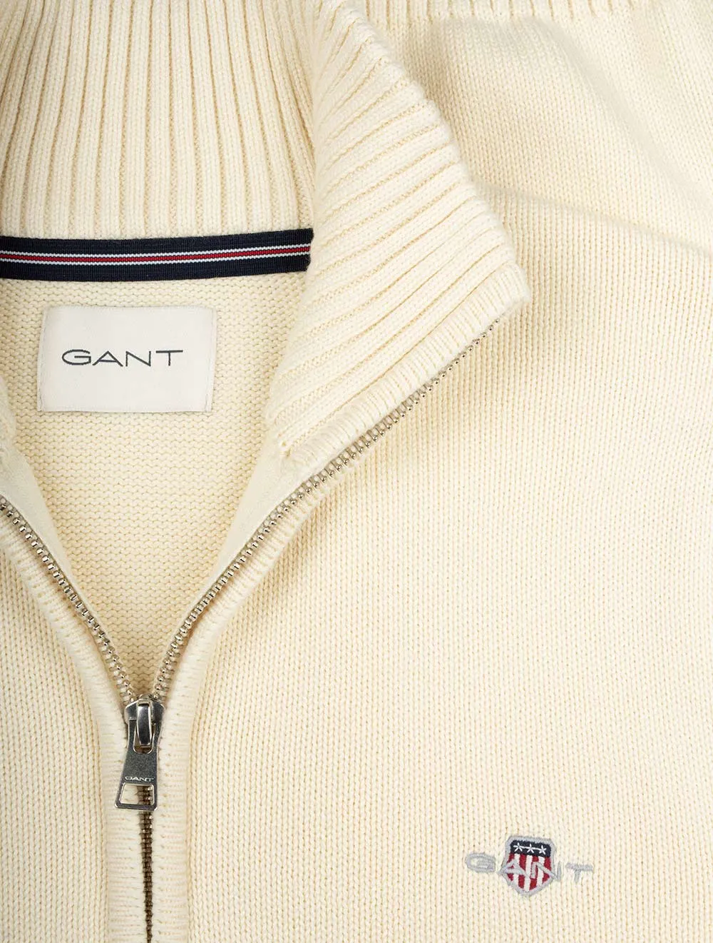 Casual Cotton Half Zip Cream