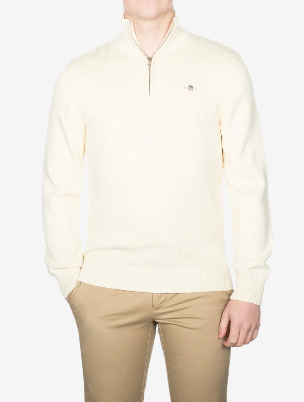 Casual Cotton Half Zip Cream