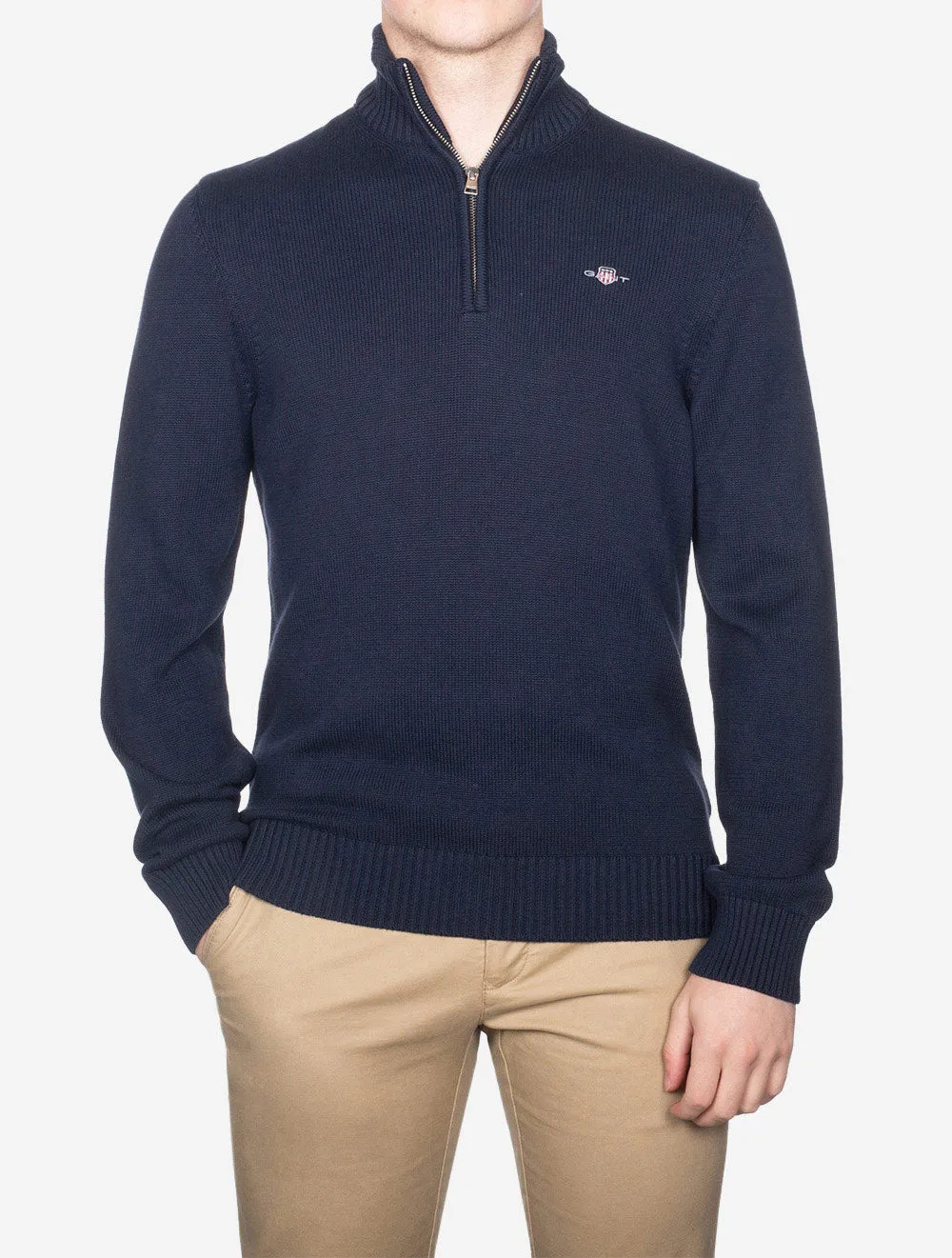 Casual Cotton Half Zip Evening Blue