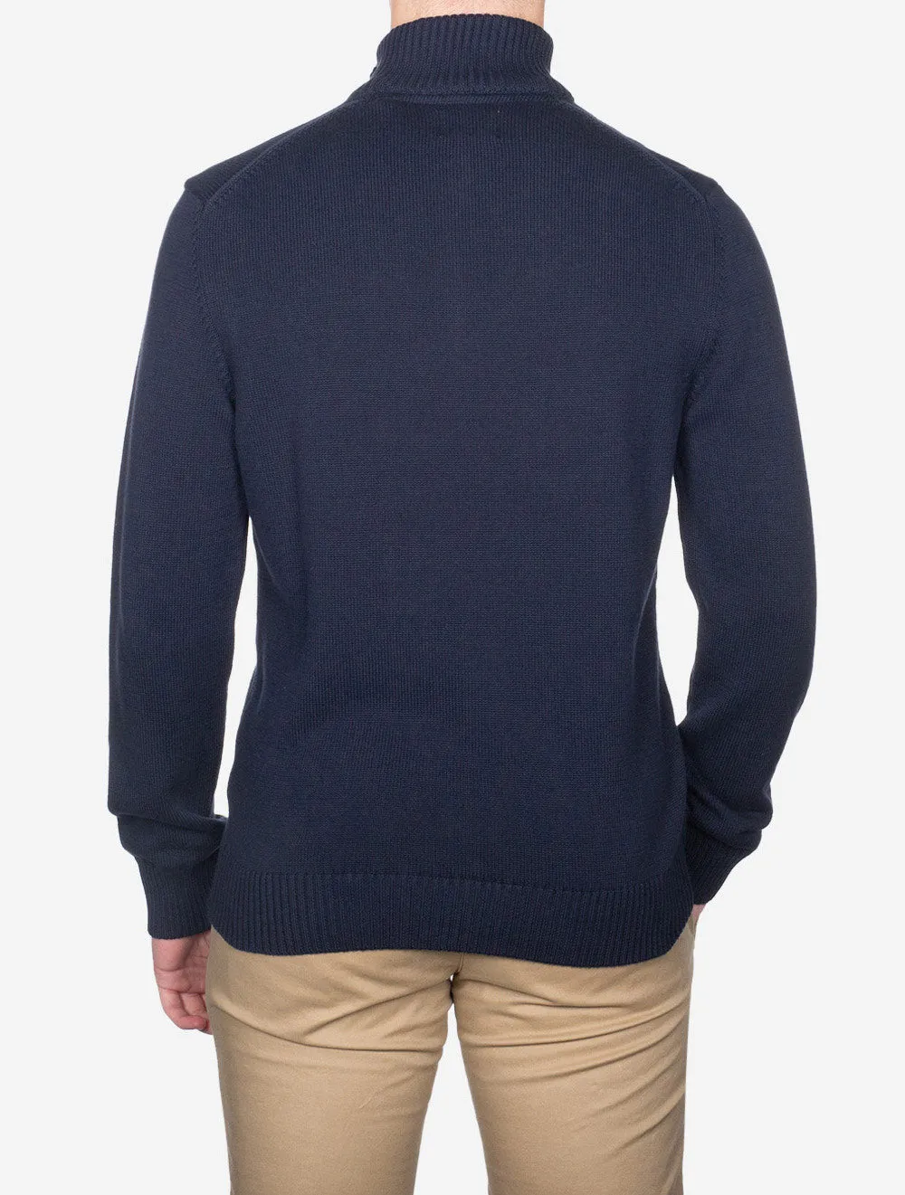 Casual Cotton Half Zip Evening Blue