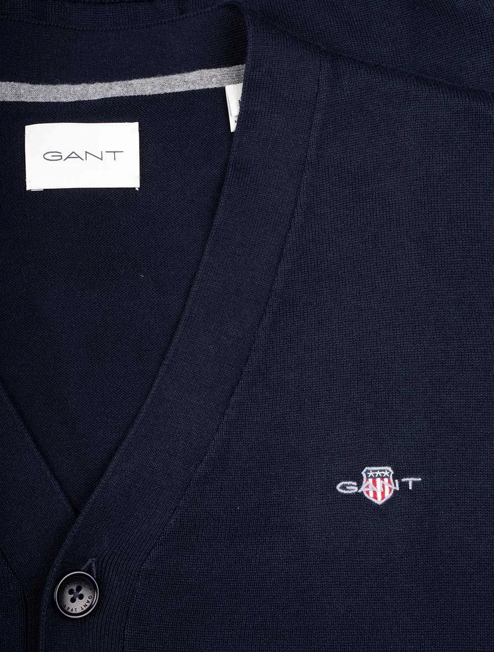 Classic Cotton V Neck Cardigan Evening Blue
