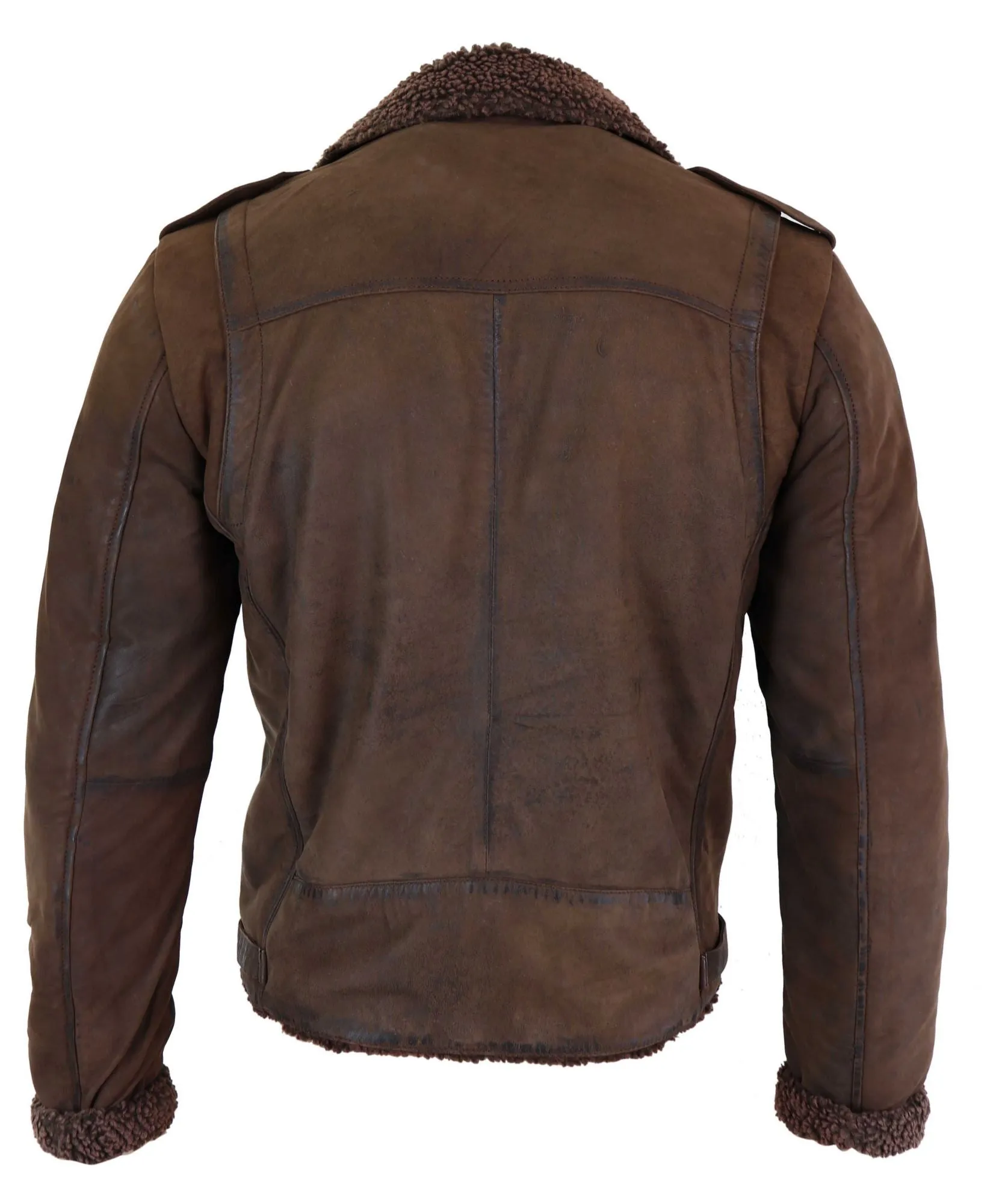 Cross Zip Leather Biker Jacket