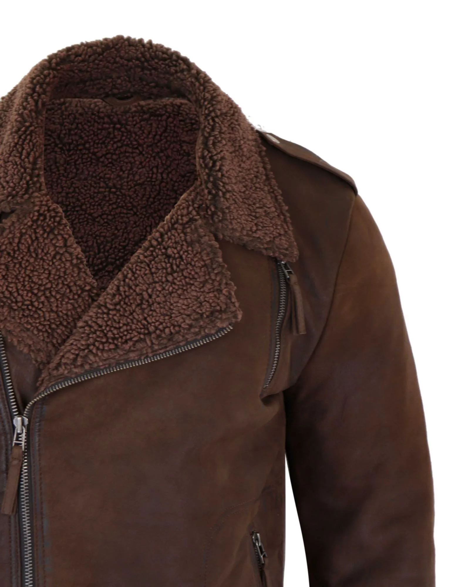 Cross Zip Leather Biker Jacket