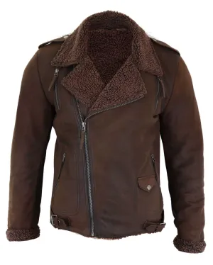 Cross Zip Leather Biker Jacket