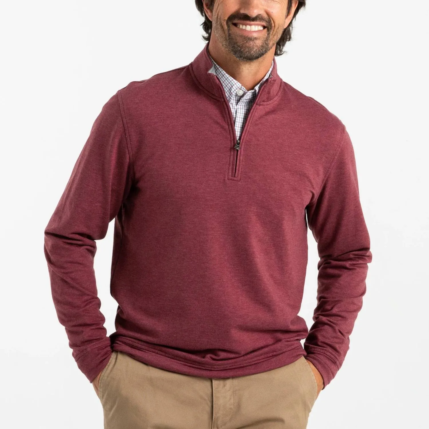 Dunmore 1/4 Zip Pullover In Tawny Port Heather