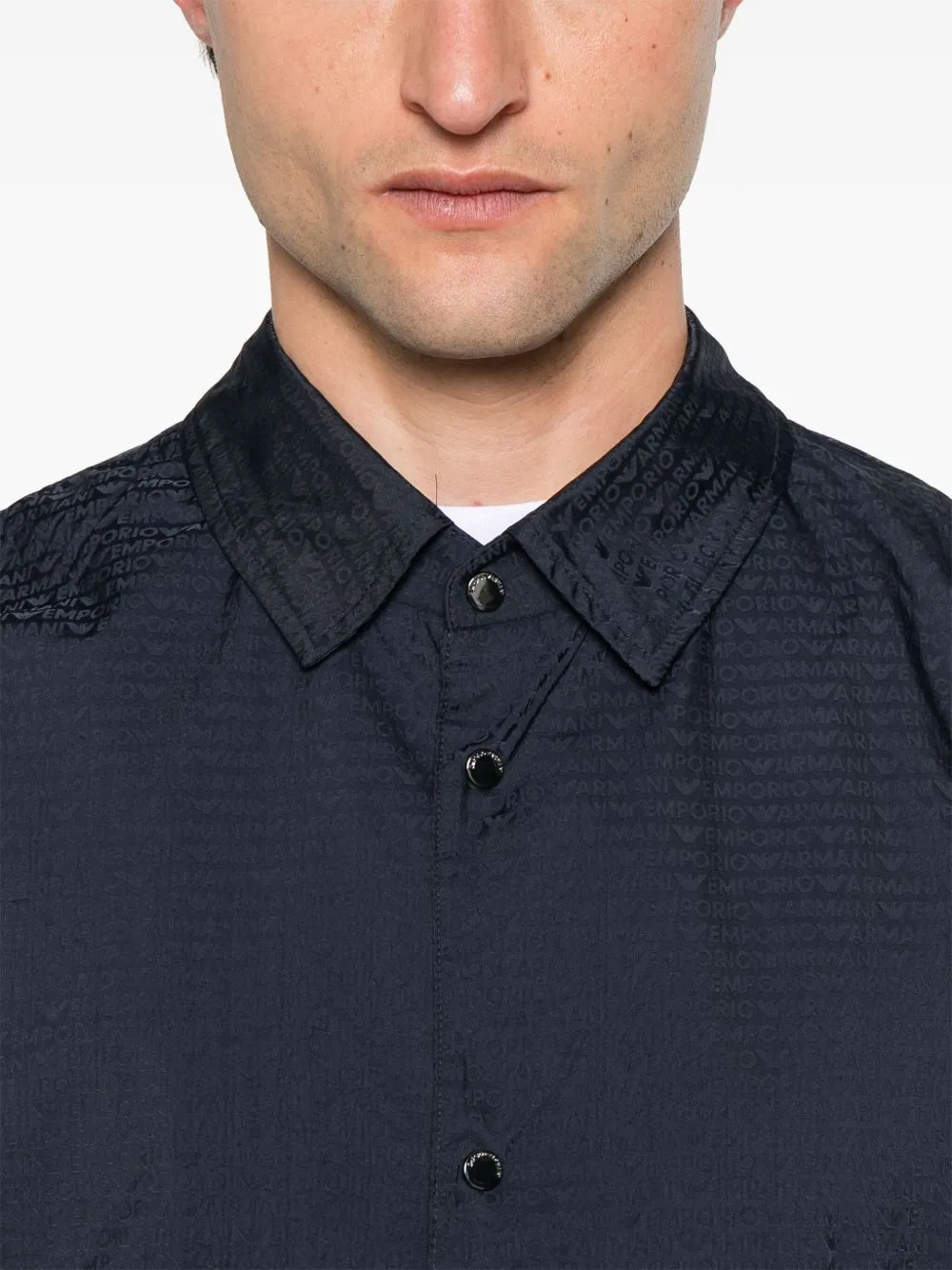 Emporio Armani Men's Blouson With Internal Nylon Bib Jacquard All-Over Lettering