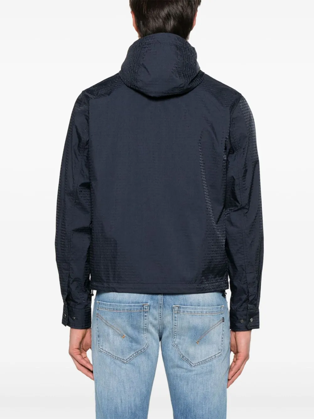 Emporio Armani Men's Blouson With Internal Nylon Bib Jacquard All-Over Lettering