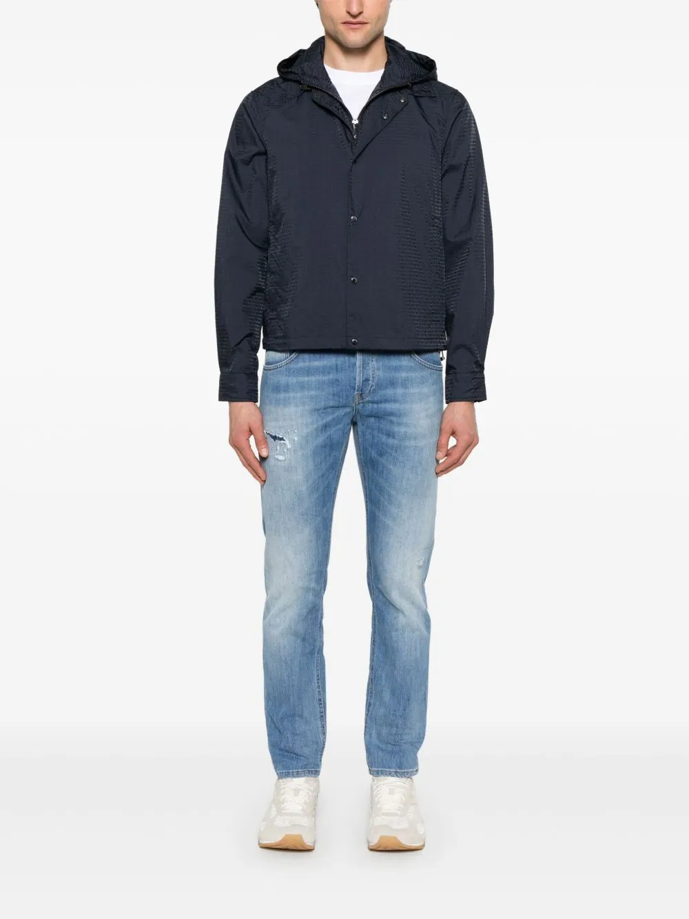 Emporio Armani Men's Blouson With Internal Nylon Bib Jacquard All-Over Lettering
