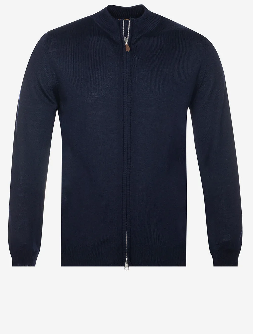 Full Zip Merino Wool Cardigan Navy