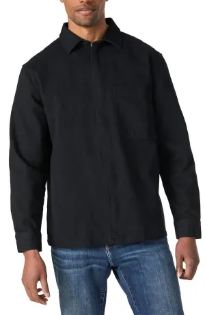 Hidden Placket Zip Jacket In Black