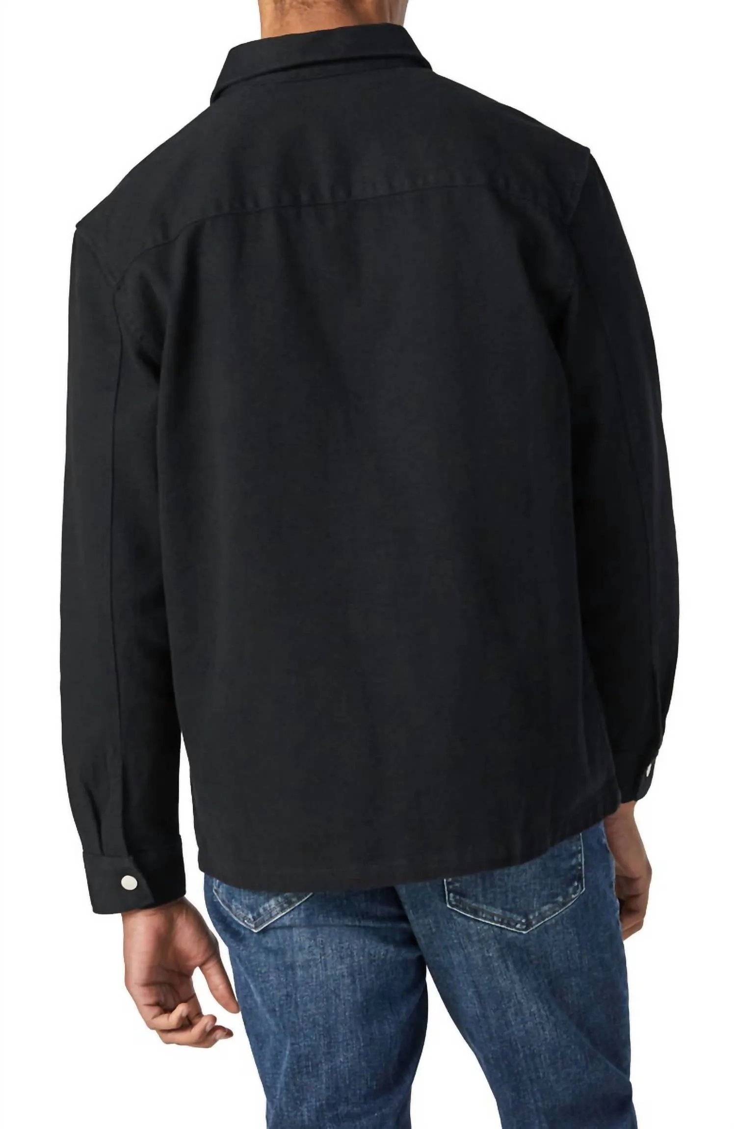 Hidden Placket Zip Jacket In Black