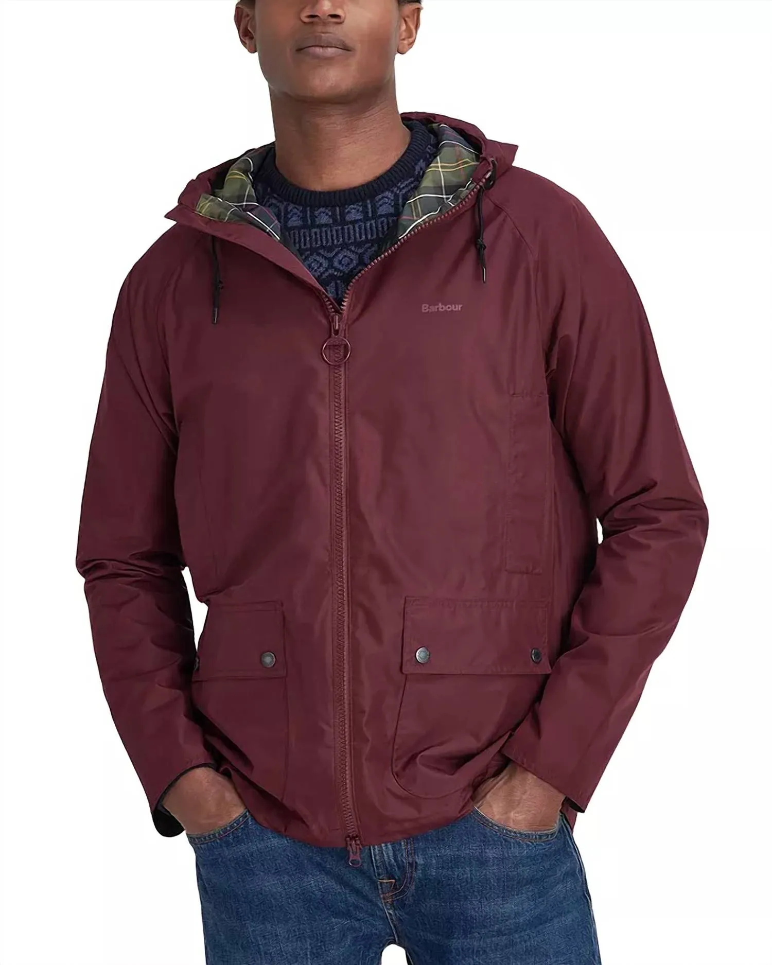 Hooded Domus Waterproof Jacket In Bordeaux
