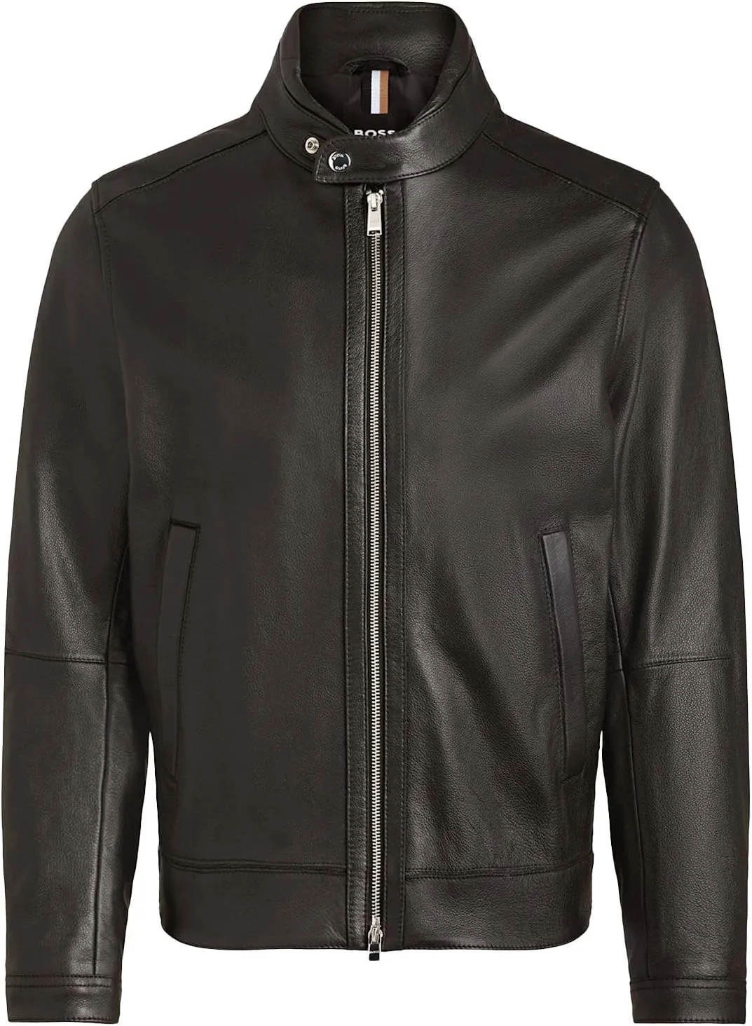 Hugo Boss Men's Mansell 2 Leather Bomber Jacket, Black