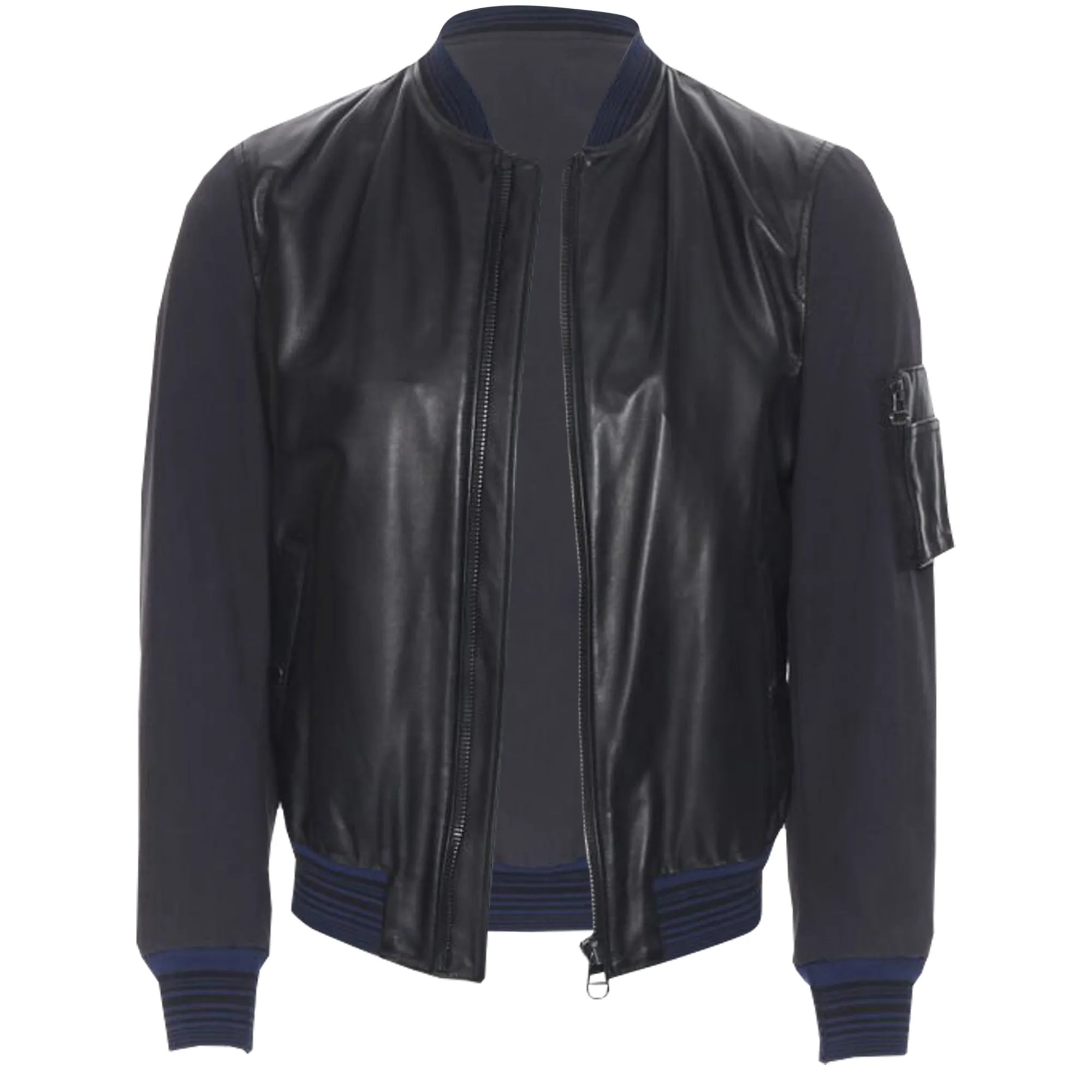 Lanvin Alber Elbaz contrast lamb leather bomber jacket