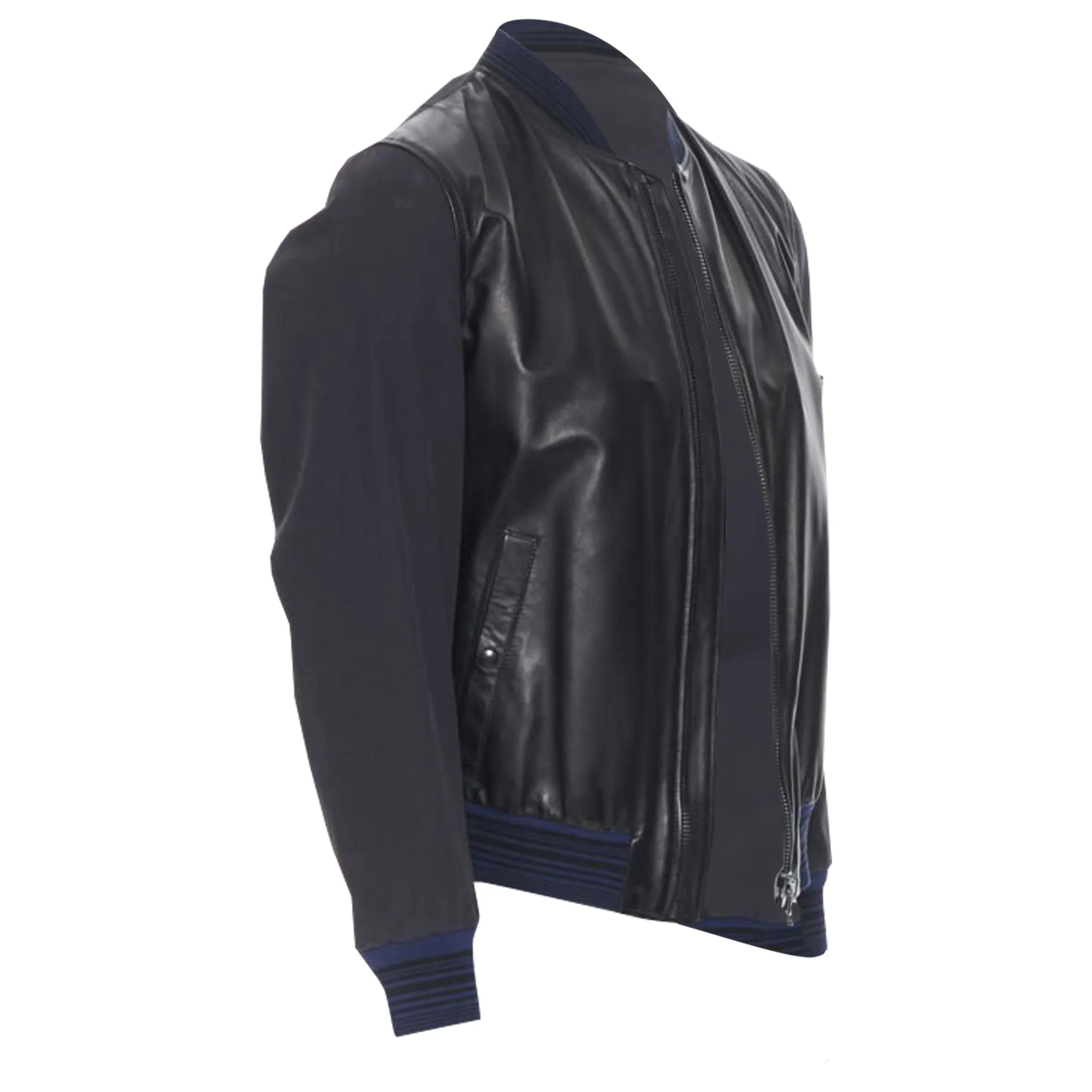 Lanvin Alber Elbaz contrast lamb leather bomber jacket