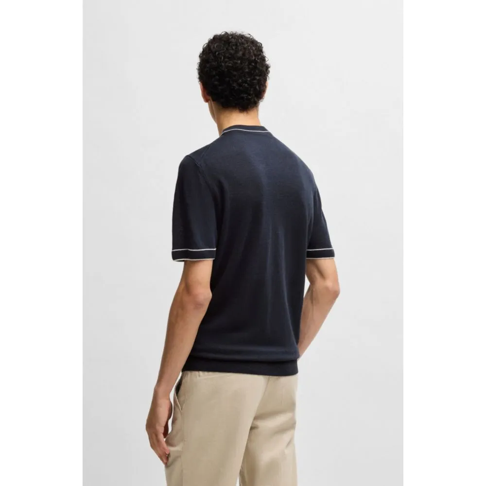 Linen-blend sweatshirt with tipping