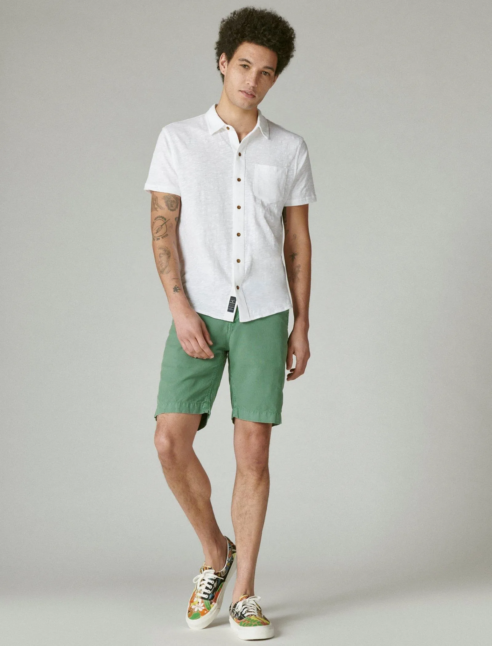 Lucky Brand 9" Laguna Linen Flat Front Short Frosty Spruce Lucky Brand