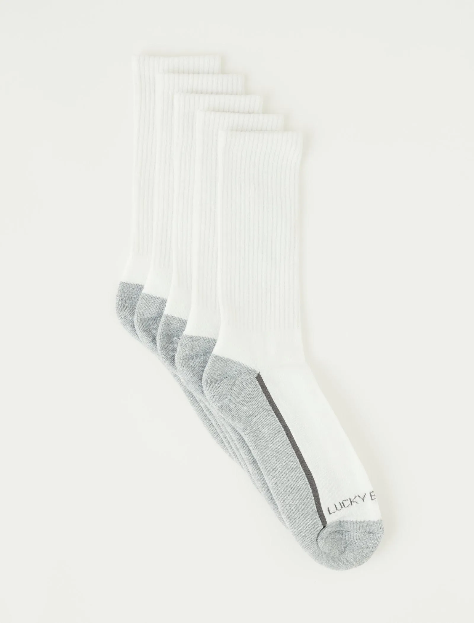 Lucky Brand Men's 5 Pack Color Block Athletic Crew Socks White Lucky Brand