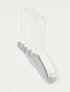Lucky Brand Men's 5 Pack Color Block Athletic Crew Socks White Lucky Brand