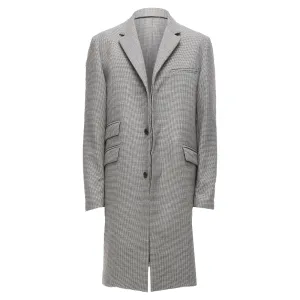 Marni Houndstooth Wool Blend Invisible Placket Longline Coat