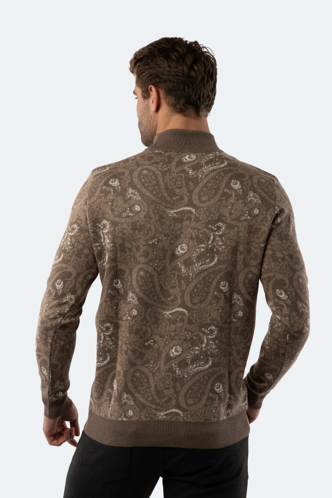 Melange Mink Paisley Mockneck Sweater