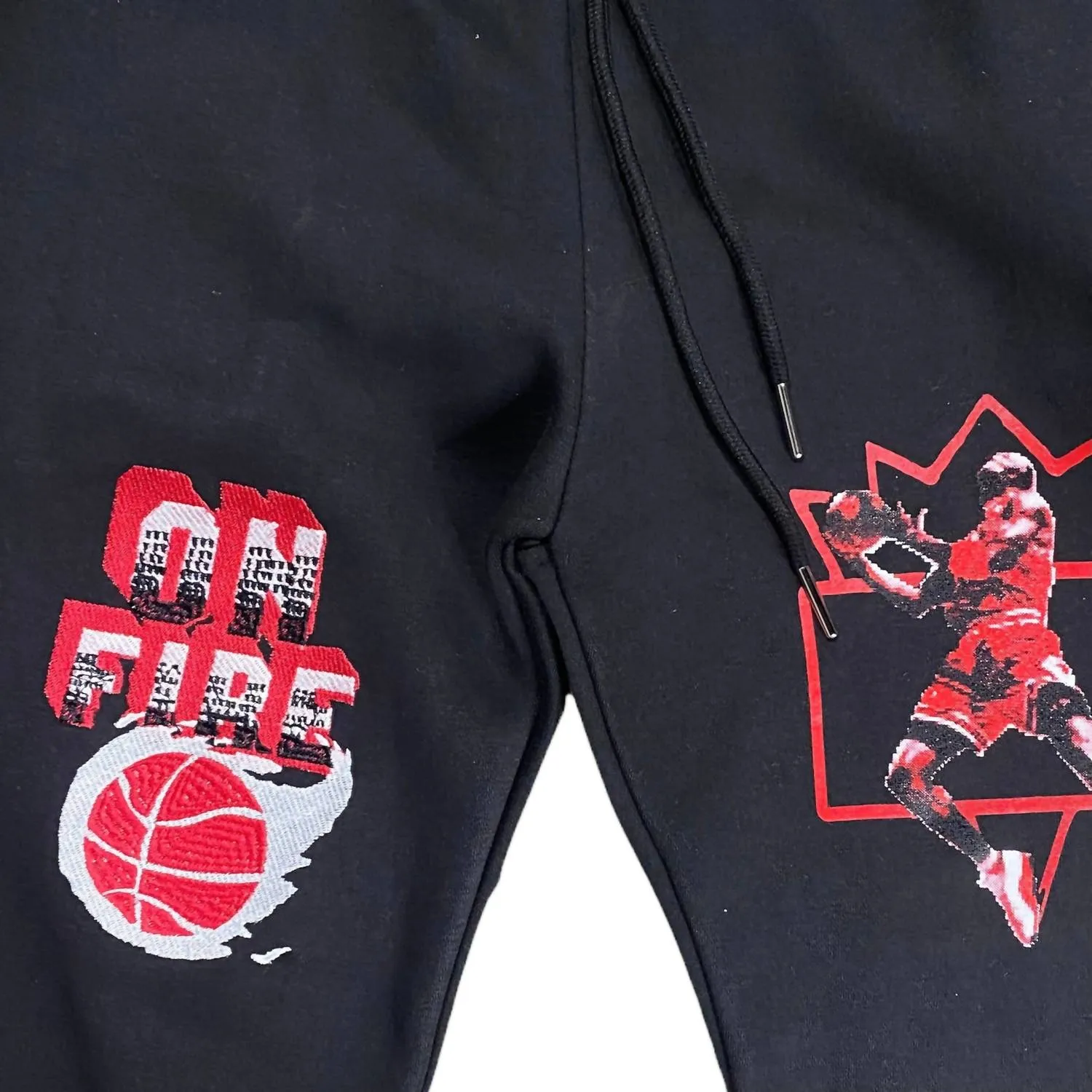 Men's 4S Red Thunder On Fire Jogger In Black