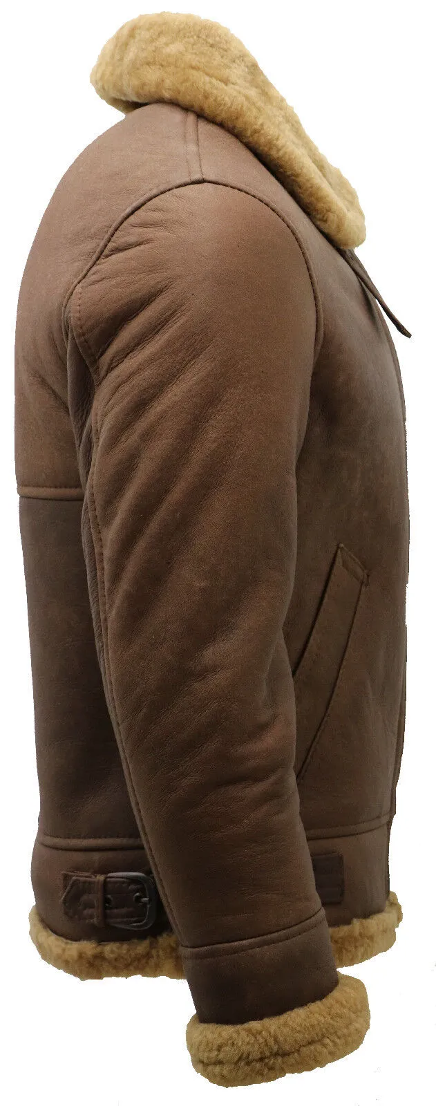 Mens B3 WW2 Sheepskin Leather Aviator Jacket-Houston