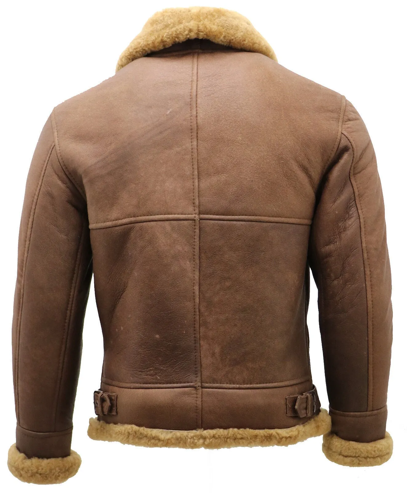 Mens B3 WW2 Sheepskin Leather Aviator Jacket-Houston