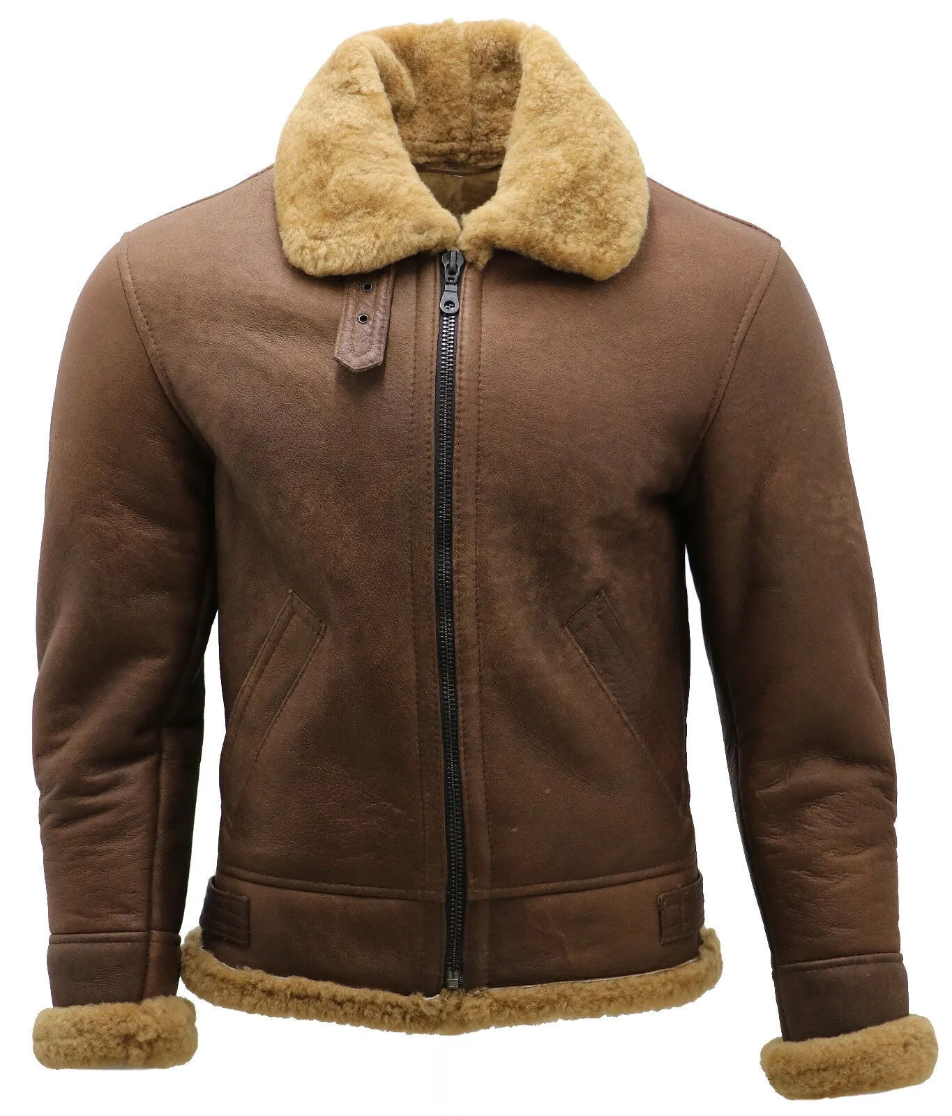 Mens B3 WW2 Sheepskin Leather Aviator Jacket-Houston