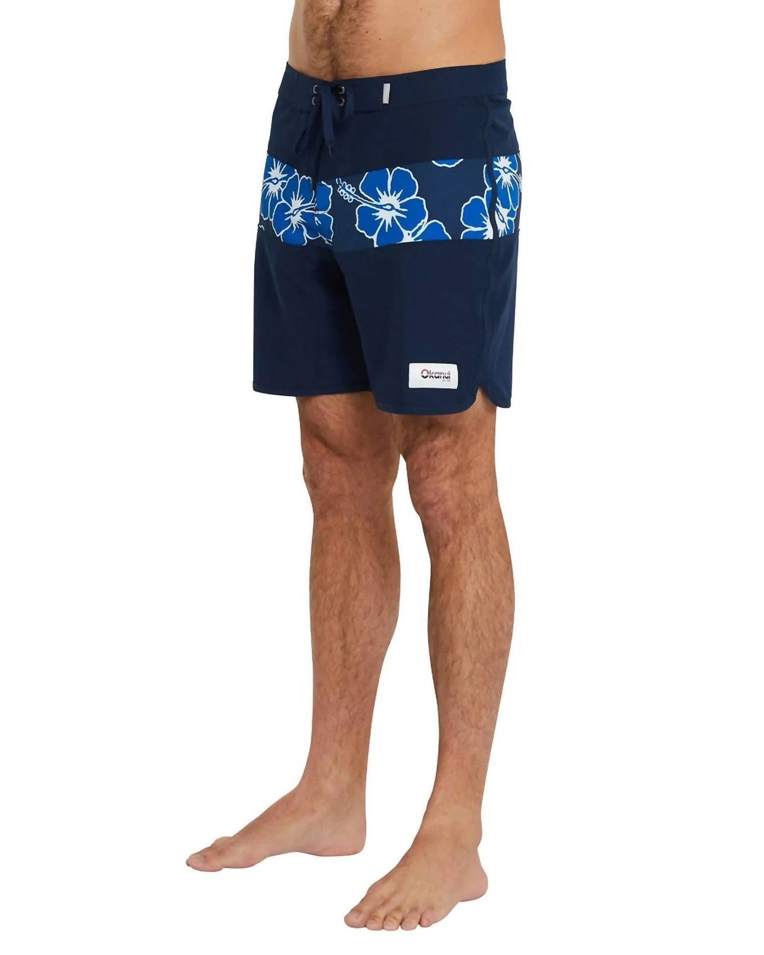 Men's Boardrider Boardshorts In Navy Hibiscus Stripe