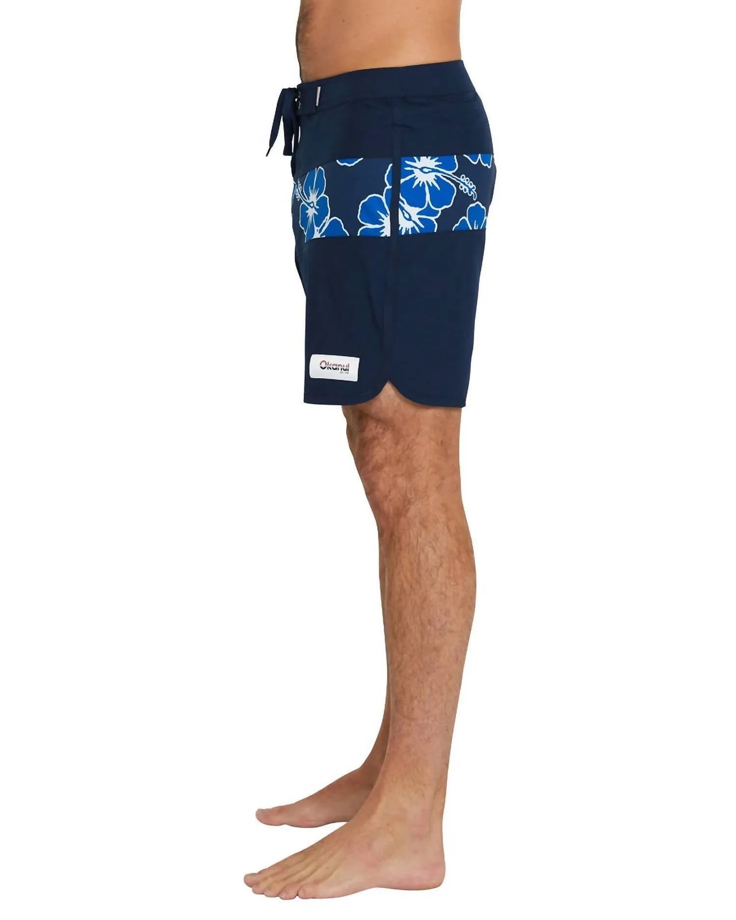 Men's Boardrider Boardshorts In Navy Hibiscus Stripe