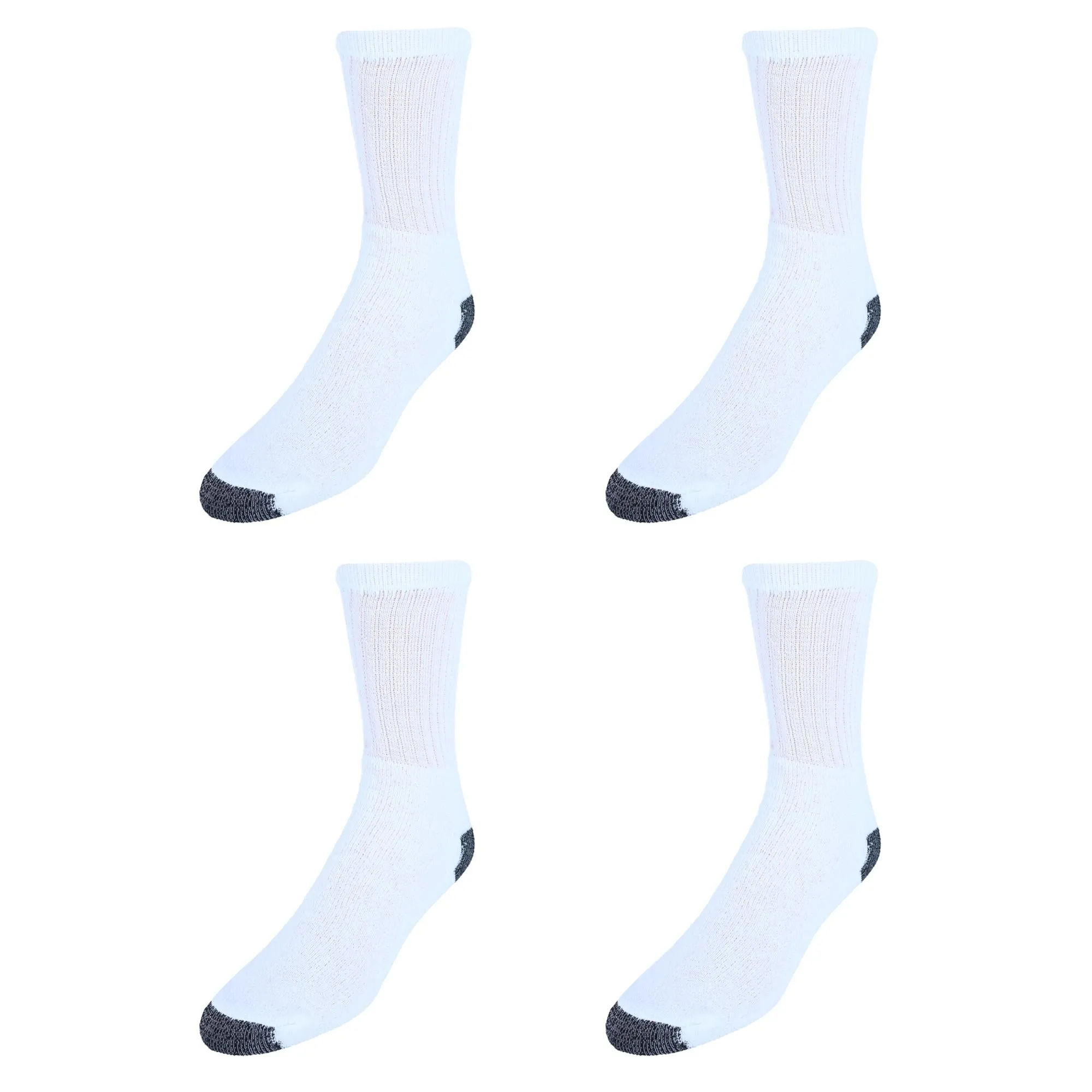 Men's Casual and Comfortable Colored Heel and Toe Crew Socks (4 Pack)