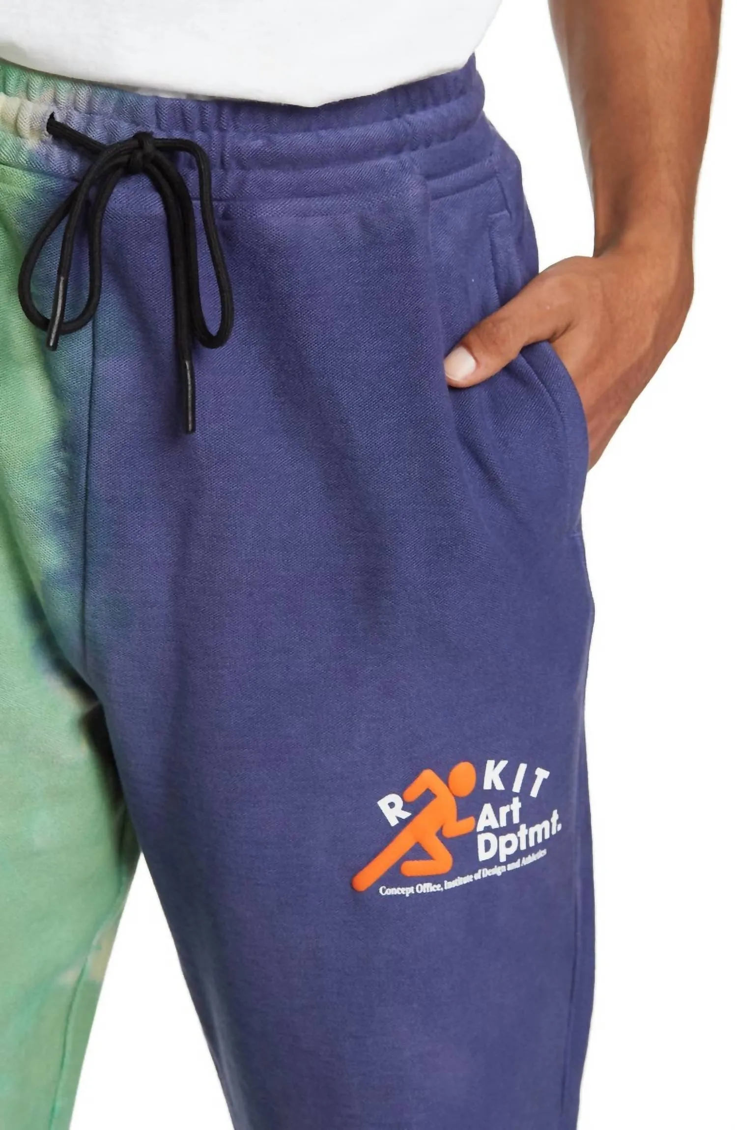 Men's Clash Sweatpants In Blue/green Tie Dye