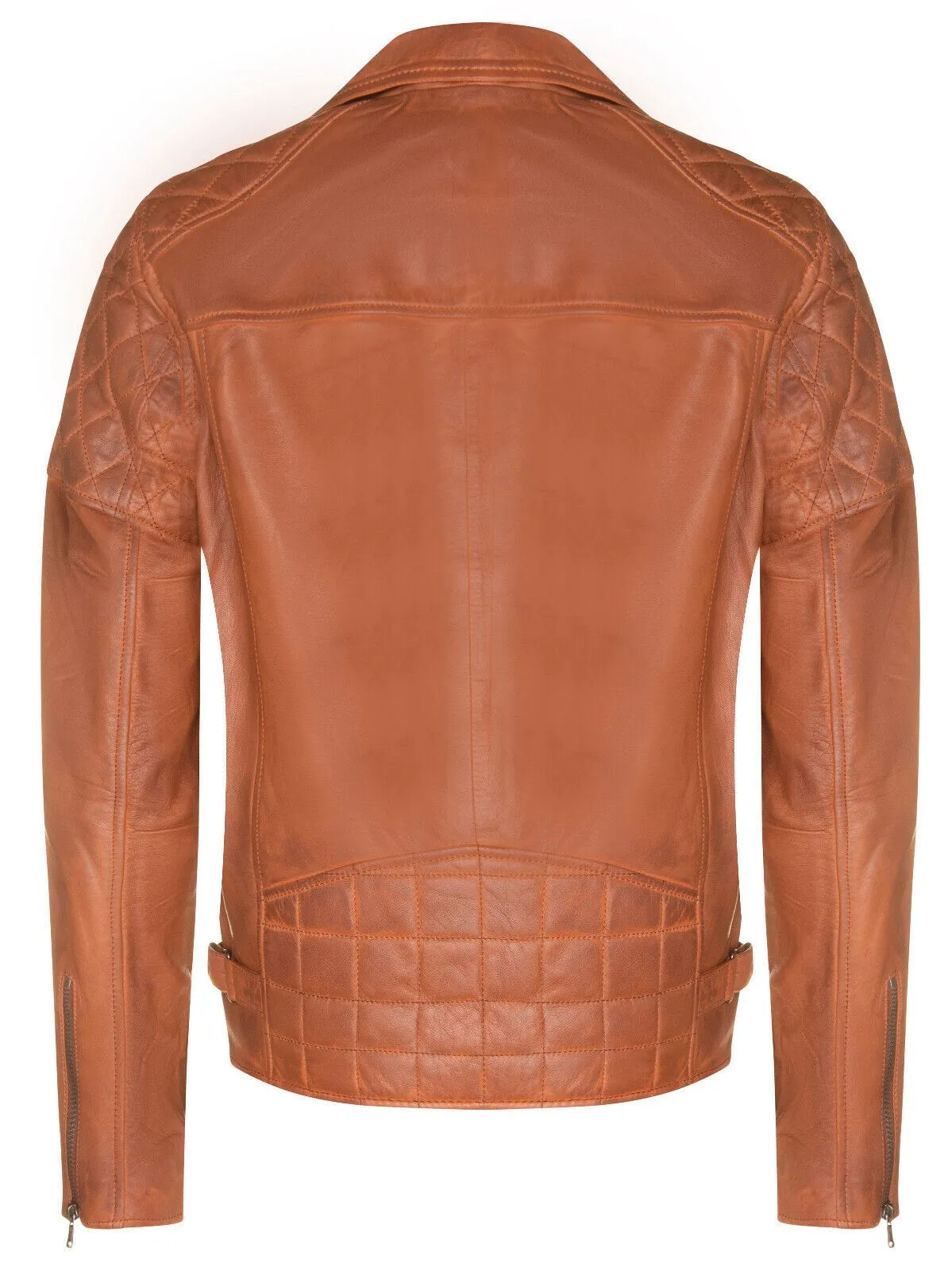 Mens Cross Zip Leather Biker Jacket - Gibraltar