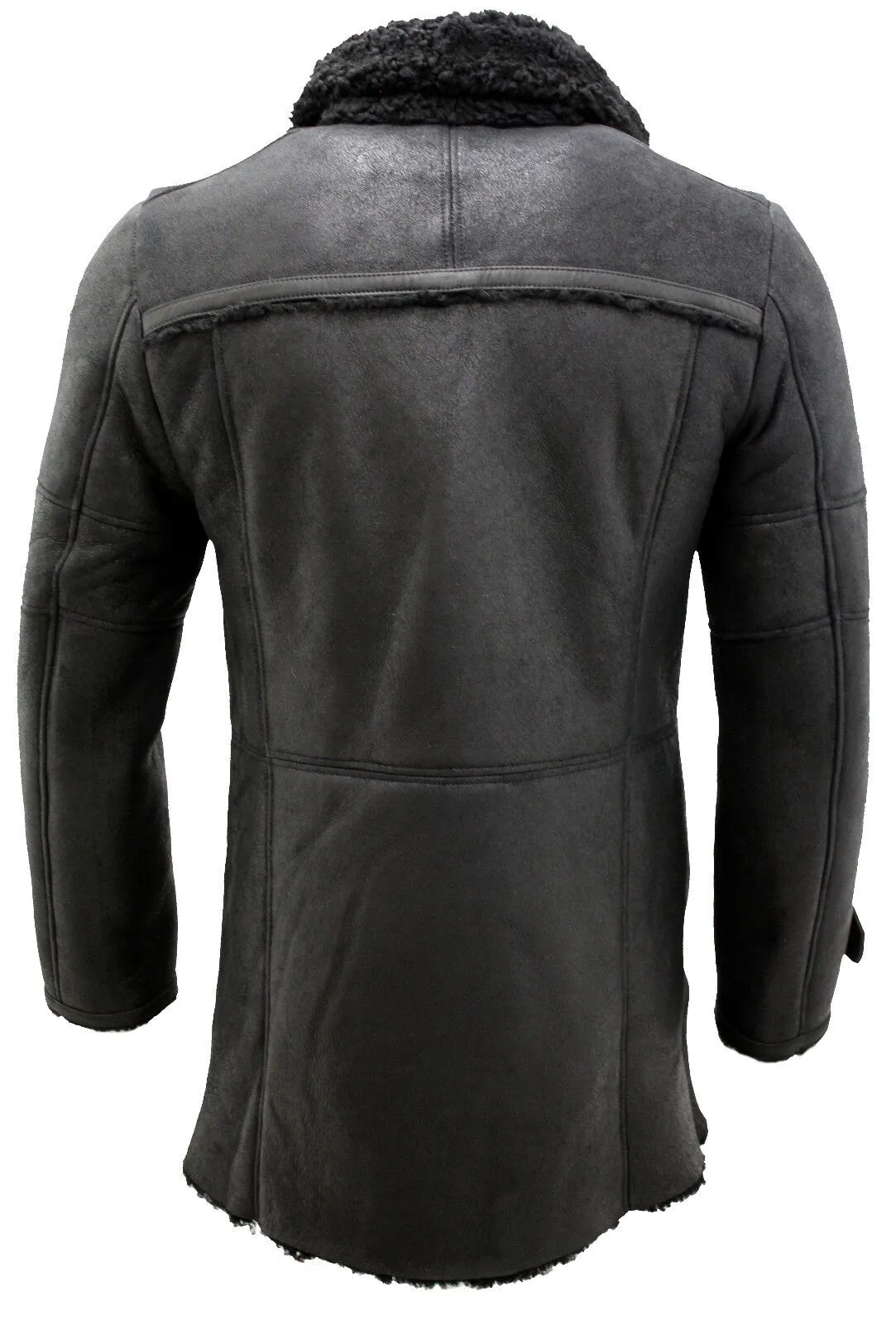 Mens Double Breasted Sheepskin Reefer Coat-Candon