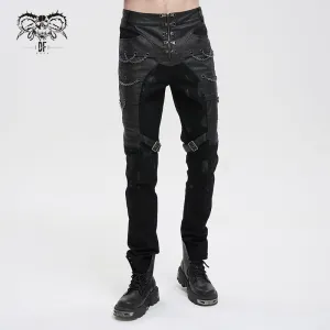 Men's Gothic Distressed Faux Leather Pants
